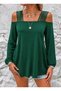 New Season Women's Off-The-Shoulder Stripe Detailed Long Sleeve Viscose Stylish Blouse - 2