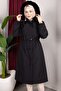 Detachable Hooded Fur and Welsoft Lined Hijab Coat 110cm - Black - 3