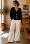 Women's Full Beardy Furry V-Neck 4-Button Stylish Knitwear Jacket Cardigan
