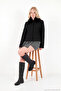 Cotton Detachable Fur Collar Detailed Cashmere Coat Women's Coat 6811149 - 5