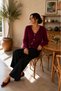 Women's Full Beardy Furry V-Neck 4-Button Stylish Knitwear Jacket Cardigan - 2
