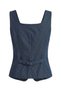 Dark Blue Unlined Square Collar Vest - 4
