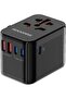 محول سفر عالمي - (100 واط) - (3 منافذ USB C و 2 منافذ USB A) - قابس عالمي - الكل في واحد للسفر حول العالم