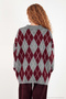 Oversize Baklava Patterned Buttoned Polo Collar Sweater Women's Polo Collar Sweater 4615593 - 7