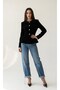 Black Buttoned Jacket with Skirt Hem Detail - 3