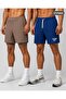 Men's 2-Piece Training Shorts Set |   2-in-1 Coffee Shorts with Inner Tights + Blue Training Dept. Sports Shorts