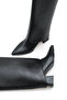 Black Leather Detachable Women's Boots with Gaiter Detail, 6 cm Heel, Pointed Toe, Zippered - 2