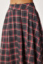 Checkered Pleated Flared Woven Skirt Lnt0044 Gray Red - 5