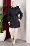 Detachable Hooded Fur and Welsoft Lined Hijab Coat 85cm - Black - 4