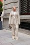 Women's Hijab Knitwear Two-Piece Set - Belted Cardigan and Wide-Legged Pants with Shawl Collar - 8