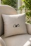 Dog Embroidered Beige Gingham Throw Pillow Cover – Beige Decorative Pillow Cover - 4