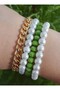 Glass pearl bracelet set - multicolored - - 2