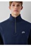 Patch Embroidery Half-Zip Loose Fit Men's Sweatshirt. - 4
