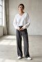 Women's V-Neck Crop Oversize Sweatshirt - 3