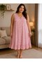 Women's Plus Size Thick Strap Lace Embroidered Collar Patterned Skirt Ruffle Nightgown Bamboo Cotton Blend Oversized Nightgown