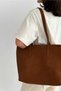 Mara Suede Shopper Bag - Shoulder Bag (Tan) - 4