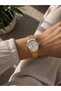 Women's Wristwatch 25 mm Steel Band Gold Color White Dial Date Display - 2