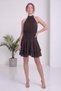 Women's Halter Neck Backless Ruffle Short Satin Dress Brown, Black, Oil Green - 6
