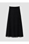 Alita City Lcw Modest Black Lace Patterned Midi Women's Skirt with a Difference - 6