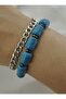 Double Bracelet with Turquoise and Hematite Stones - Multicolor - 4
