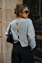 Women's Blue Soft Textured Buttoned Back Sweater