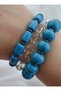 Turquoise and Crystal Quartz Stone Triple Set - Multi-Colored - 2