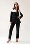 Black Shawl Detailed Jacket and Trousers Set - 2