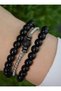 Hematite Lava Stone and Onyx Stone Bracelet Set - Multi-Colored - 4