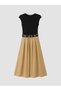 Two Mt Shop Quality Lcw Vision Black Color Block Standard & Regular Oval Neck Midi Dress - 5