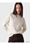 Vizyon New Season Ecru Crew Neck Patterned Women's Knitwear Sweater