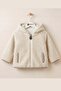 Children's Hooded Plush Coat Ecru - 6