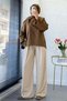 Premium Gabardine Blouse with Zipper Detail on the Shoulder and Scarf - Oil Green - 5