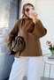 Premium Gabardine Blouse with Zipper Detail on the Shoulder and Scarf - Oil Green - 3
