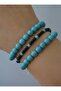 Turquoise and Onyx Stone Bracelet Set - Multicolor - 3