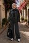 Women's Black Modern Style Snap-Fastener Detailed Oversized Faux Leather Jacket Nbht02 - 3