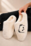 Teddy Bear Patterned Women's House Slippers Winter Woolen Dowry and Bundle Slippers Do Not Make Noise Thick Sole