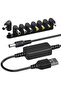 كابل محول USB إلى 12 فولت، محول رفع الجهد من 5 فولت إلى 12 فولت مع 8 محولات تيار مستمر، سلك طاقة بطول 1.1 متر