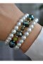 Jade Crystal Vein Bracelet Set - Multicolor - 3
