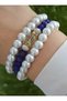 Crystal Quartz and Glass Pearl Bracelet Set - Multi-Colored - 5