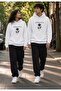 Echo Couple Lover's Combination Unisex Blue Black 3 Thread Oversize Sweatshirt Tracksuit Set Couple Combination - 2