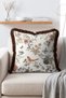 Vintage Botanical Floral and Bird Pattern Decorative Throw Pillow Cover with Fringe - 2