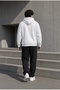 Unisex Blue 3 Thread Oversize Sweatshirt Black Wide Leg Tracksuit Set with Rose Print - 3