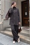 Dark Brown Suit with Buttoned Detail Jacket - 3