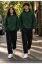 Echo Couple Lover's Combination Unisex Blue Black 3 Thread Oversize Sweatshirt Tracksuit Set Couple Combination - 3