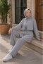 Women's Hooded Zippered Waist Drawstring Hijab Tunic Set - 2