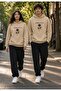 Echo Couple Lover's Combination Unisex Blue Black 3 Thread Oversize Sweatshirt Tracksuit Set Couple Combination - 2