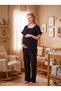 New Season Black Muslin Fabric Breastfeeding-Friendly Design Short Sleeve 100% Cotton Maternity Pajama Set - 5