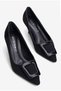 Women's Suede Heeled Shoes Stiletto Pointed Toe Buckle Detailed Nina Black