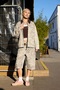 Starbuck Desert Camouflage Printed Velvet Collar Detailed Denim Coat