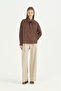 Scarf Detailed Low Sleeve Shirt - Brown